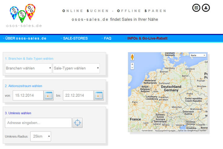 Auf osos-sales.de findet man Sales in seiner Nähe