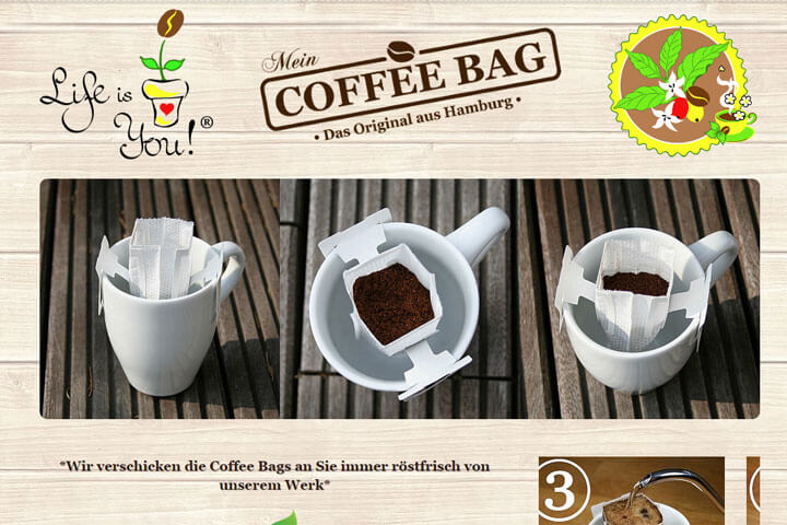 Bei Coffee Bags kommt der Kaffee direkt aus dem Beutel