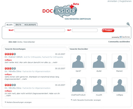 DocInsider bewertet Ärzte