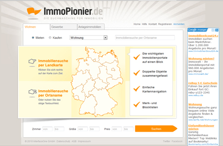 Mit ImmoPionier startet eine neue Metasuchmaschine für Immobilien