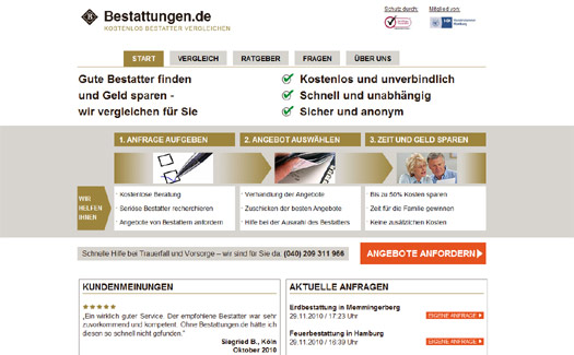 Tabuthema: Bestattungen.de will sich als Kosten- und Leistungsvergleich von Bestattern etablieren