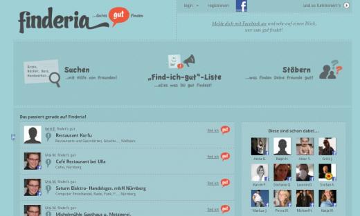 Die soziale Empfehlungssuche Finderia ist online