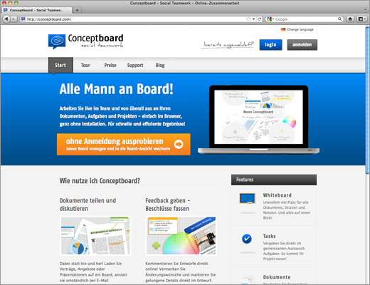 Conceptboard verlagert das Whiteboard ins Internet