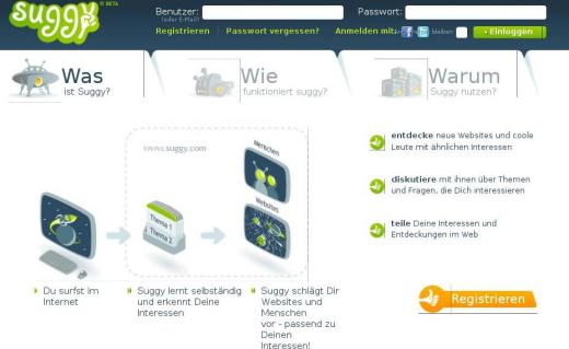 Suggy erkennt Interessen und schlägt neue Webseiten vor