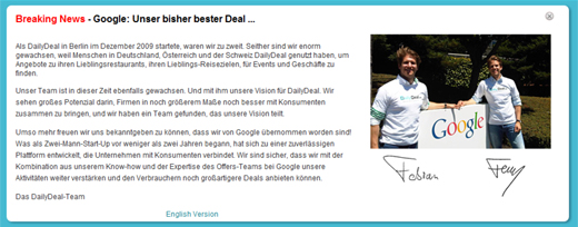 DailyDeal/Google-Übernahme: US-Gigant zahlte 130 Millionen Euro für den deutschen Coupondienst
