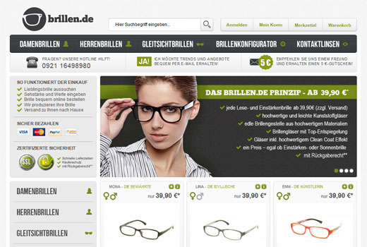 Brille online bestellen, in der brillen.de-Filiale anpassen lassen