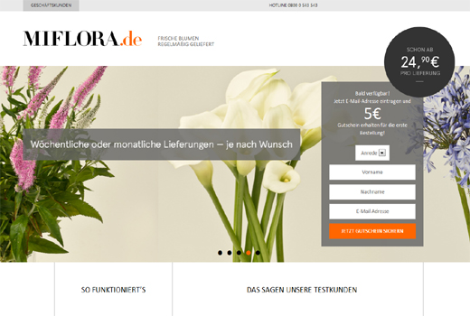 Miflora.de liefert Blumen im Abo – Venture Stars kopiert H.Bloom