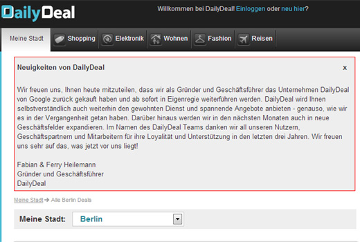 Heilemann-Brüder kaufen DailyDeal von Google zurück