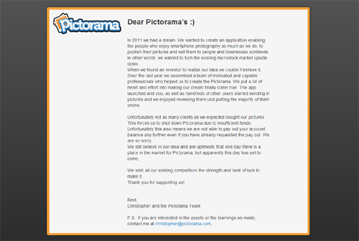 Pictorama am Ende: App-Fotomarktplatz schließt die Pforten
