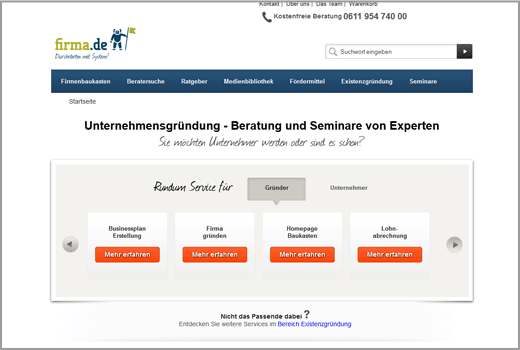 firma.de ist ein Firmen-Baukastensystem für Gründer