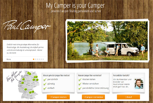 Sharing Economy trifft Campingplatz: Bei PaulCamper Camper mieten und vermieten