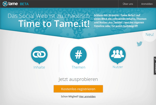 Mit Tame wird Twitter übersichtlicher – und in Echtzeit durchsuchbar