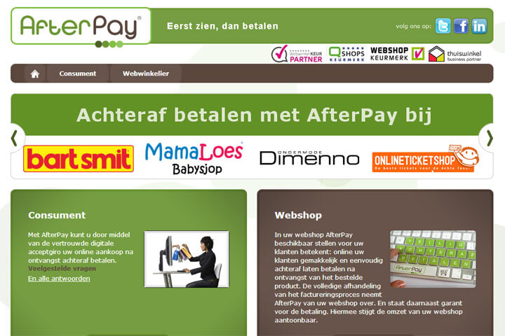 AfterPay, tennisnet,  GPredictive, Linko,  Cultuzz