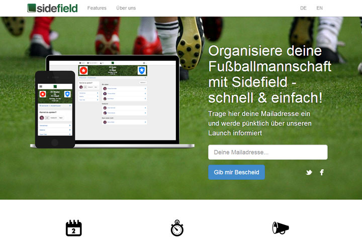 Sidefield organisiert den Fußballverein