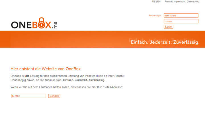 OneBox hilft beim Empfang von Paketen an der Haustür